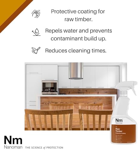 NANOMAN Wood Sealer & Water Repellent 750mL – Clear Penetrating Timber Protector for Waterproofing Raw Wood, Furniture