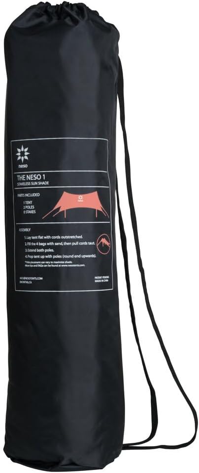 Neso Portable Beach Tent Sun Shelter with Sand Anchor - Lightweight Beach Shade Canopy - Easy Setup for Family Outings - Patented Reinforced Corners - UPF 50+ Sun Protection - 7 x 7ft - White