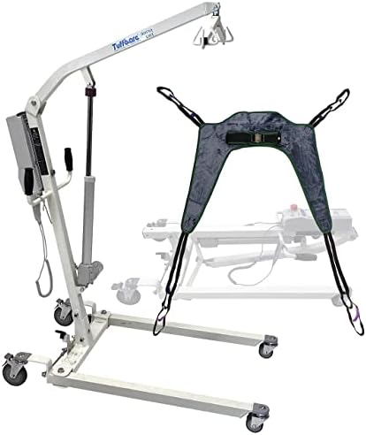 Electric Patient Lift - Rhino Lift with Manual Low Base - with Universal Divided Leg Sling(Large), 450 lb. Weight Capacity.