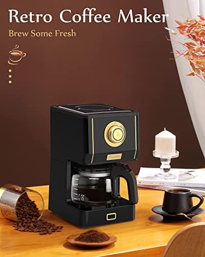 Amaste Drip Coffee Maker, Coffee Machine with 25 Oz Glass Coffee Pot, Retro Style Coffee Maker with Reusable Filter & Three Brewing Modes