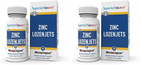 Superior Source Zinc Lozenjets - Immune System Support Supplement - Trace Mineral Supplement Aids Systems & Functions - Zinc Supplement for Women & Men - 60 Instant Dissolve Tablets