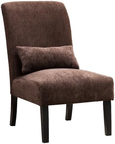 Roundhill Furniture Pisano Teal Blue Fabric Armless Contemporary Accent Chair with Kidney Pillow