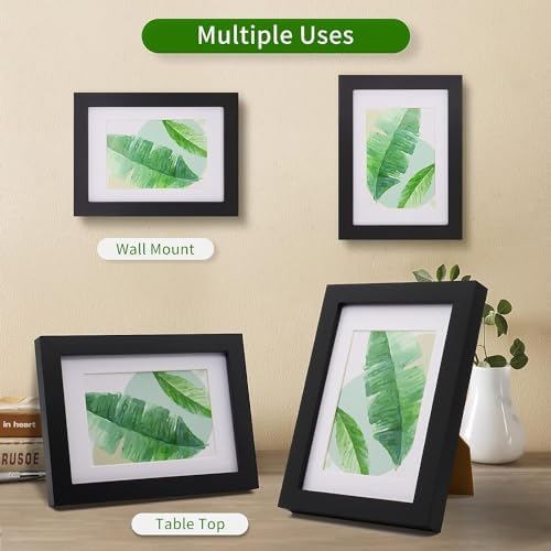 6x8 inch Picture Frame Made of 100% Solid Wood and High Definition PlexiGlass Display Pictures for Table Top Display and Wall Mounting Photo Frame