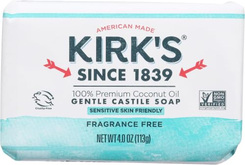 Kirk's Original Coco Castile Soap Fragrance Free 4 oz (Multi-Pack)