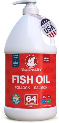 Fish Oil for Dogs, Healthy Skin & Coat Salmon Pollock Liquid Omega 3, 64 oz