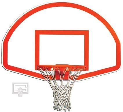 36 1/2" x 54" White Powder-Coated Aluminum Fan-Shaped Backboard with Orange Target and Border