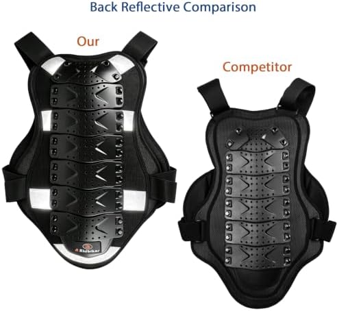 RIDBIKER Chest Protector Motorcycle, Dirt Bike Gear Body Armor Vest Spine Back Protector for Motocross Off-Road (Reflective at Night) (Black, S)