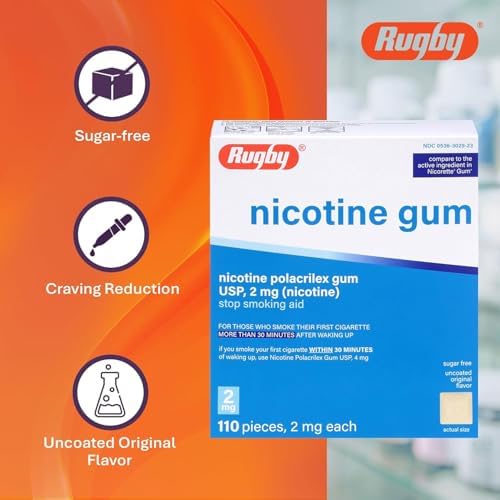 Nicotine Gum 2mg Sugar Free Original Generic for Nicorette 110 Pieces per Box Pack of 4 Total 440 Pieces