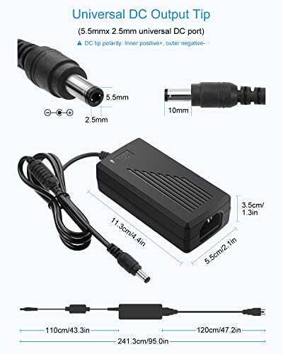 ALITOVE DC 12V 5A Power Supply Adapter Converter Transformer 60W AC 100-240V Input with 5.5x2.5mm DC Output Jack for 5050 3528 LED Strip Module Light