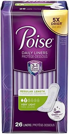 Poise Fresh Protection Female Incontinent Pad Regular Length 7.5" 19305, Light, 78 Ct