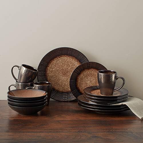 Mikasa Gourmet Basics Verona 16-Piece Stoneware Dinnerware Set, Service for 4, Includes Dinner Plates, Salad Plates, Soup Bowls and Mugs