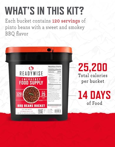 ReadyWise Emergency Food Supply - 132 Servings, Survival Bucket, Dehydrated & Freeze Dried Protein Meals, Camping Essentials, Ready to Eat Disaster Prepping Supplies,up to 25 Year Shelf Life