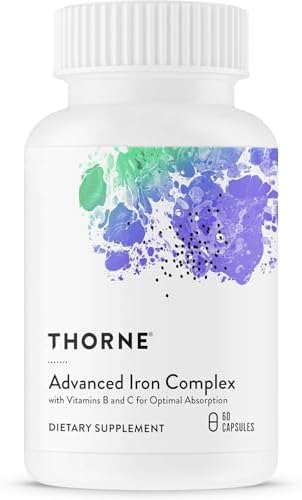 THORNE Advanced Iron Complex, Chelated Iron Supplement, 60 Capsules | Elemental Iron, Folate, B and C Vitamins for Optimal Absorption