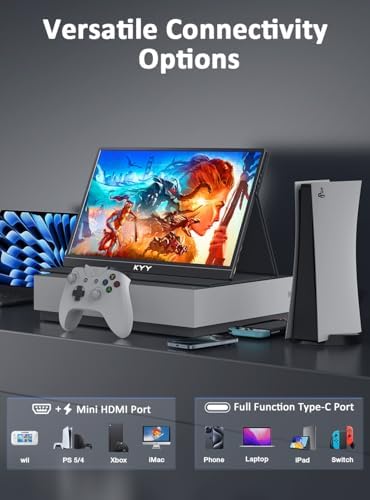 KYY Portable Monitor 15.6" 1080P Computer Monitor Screen Extender w/Cover