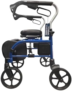 Evolution Trillium Lightweight Walker Rollator with Seat, Wheels, Brakes for Indoor, Outdoor Mobility, Regular Blue