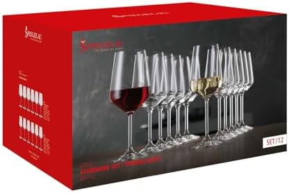 Spiegelau Style Crystal White Wine Glasses Gift Set, Elegant Stemmed Wine Glasses, Stylish Glassware for Dinner Party, Home Bar, Wedding Gifts, Birthday Gifts, Hosting Essentials, 15.5 oz, Set of 4