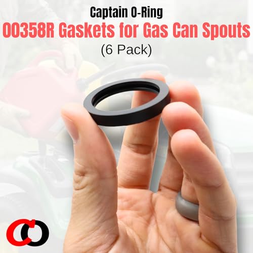 Captain O-Ring – 00358R Gas Can Spout Gasket Seals (6 Pack) - Rubber Replacement Gasoline/Fuel Jug Washer Seals, Upgraded Version