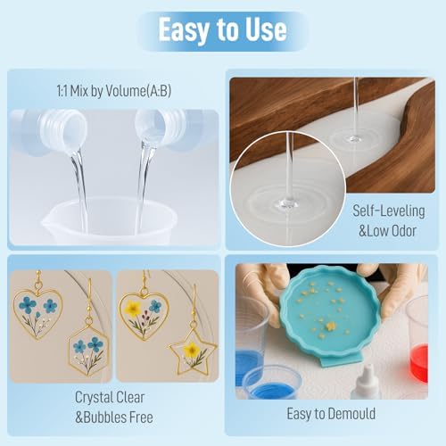 DR.RESIN Epoxy Resin Kit 16oz Clear Resin Kit Self-Leveling for Craft Molds