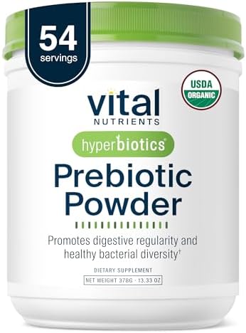 Hyperbiotics Vital Nutrients Organic Prebiotic Fiber Powder | Supports Gut Health and Digestive Regularity | Soluble Fiber Supplement for Women and