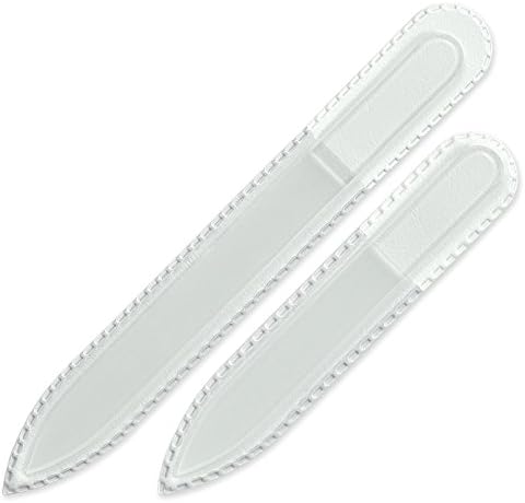 Mont Bleu Set of 2 Czech Glass Nail Files - Genuine Czech Tempered Glass - Handmade - Double Sided - Etched - Crystal Nail Files for Natural Nails