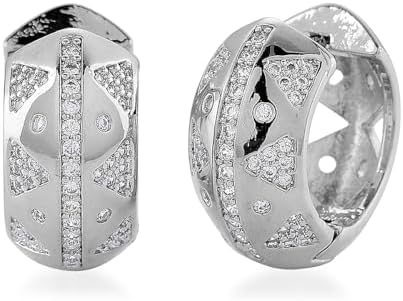 Cubic Zirconia Hoop Earrings in Silvertone