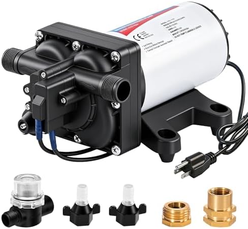 YOUNGTREE 55-Series 110V AC Fresh Water Diaphragm Pump 7GPM 70PSI 110volt 5-Chamber Water Pressure Washdown Pump On Demand with Pressure Switch for Irrigating, Home, Sprinkler, RV, Marine