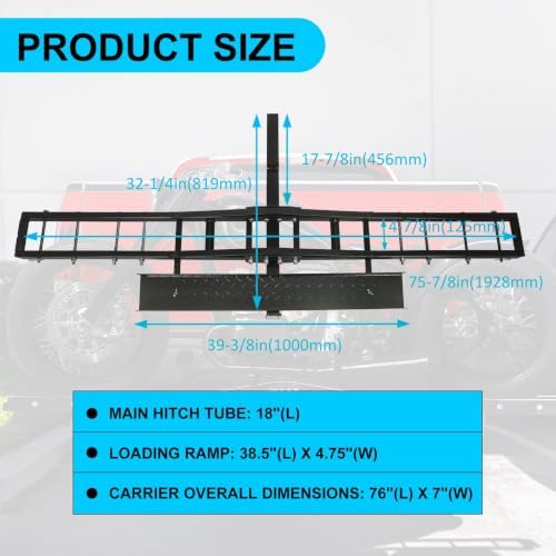 500LBS Steel Motorcycle Scooter Dirtbike Carrier Hauler Hitch | Mount Rack Ramp Anti Tilt