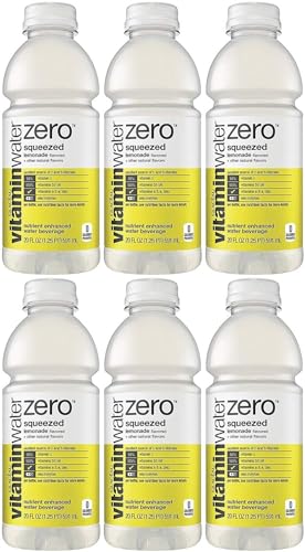 Vitamin Water Zero, Lemonade - Squeezed, 20oz Bottle (Pack of 6, Total of 120 Oz)