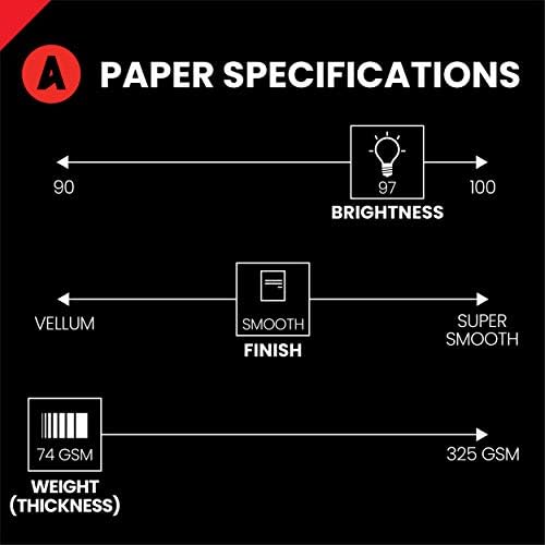 Accent Opaque White Printer Paper, 8.5” x 11” 24lb Bond/60lb Text Copy Paper – 500 Sheets (1 Ream) – Premium Computer Paper with Smooth Finish, 97 Bright, 89gsm – Multipurpose White Paper – 109355R
