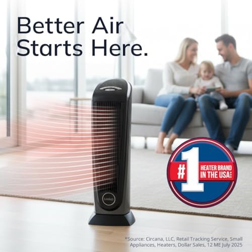 Lasko 1500W Ceramic Tower Space Heater with Remote, Thermostat, Timer & Widespread Oscillation, Portable Electric Heater for Indoor Use