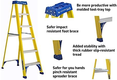Louisville Ladder 5-Foot Fiberglass Step Ladder, 250-Pound Load Capacity, Type I, FS2005