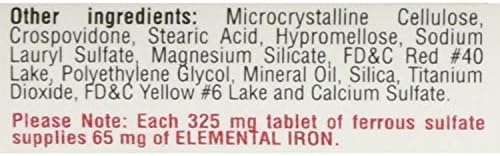 Ferrous Sulfate FC 325mg (5GR) Generic for Feosol Red Tablets 100 Tablets per Bottle 4 Pack Total 400 Tablets by Major Pharmaceuticals