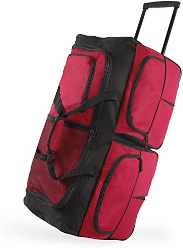 Pacific Coast Unisex 30" Large Rolling Duffel Bag, Red, One Size