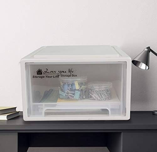 12 Quart Plastic Stacking Storage Drawer Unit Front Box, 1 Pack