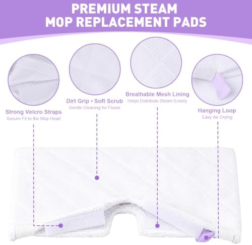4 Pack Steam Mop Replacement Pads Compatible with Shark Steam Pocket Mop S3500 Series (S3501, S3601, S3550, S3901, SE450)