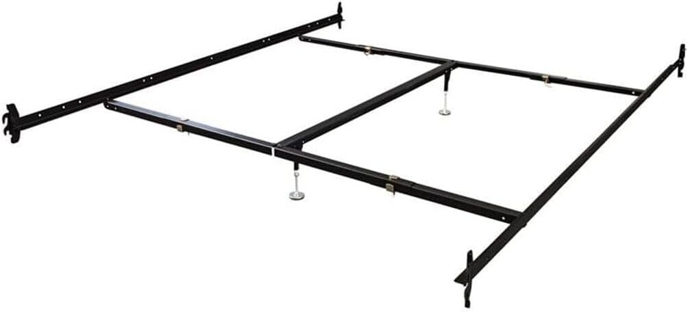 Hook in Bed Rail with Center Support/Crossarms/2 Legs/Adjustable Glides, 82-Inch, Queen/Eastern King