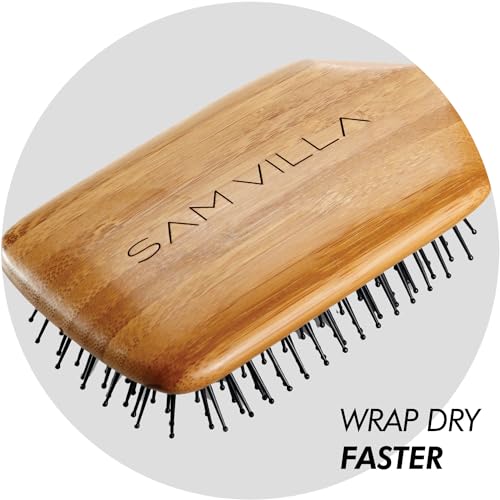 Sam Villa Signature Series Bamboo Brush Wooden Paddle Brush For Hair Styling