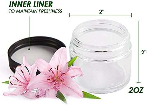 2 oz Glass Jars with Lids, Hoa Kinh 24 Pack Clear Small Cosmetic Glass Jars