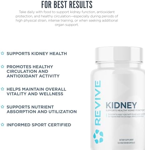 Revive MD Kidney Support Supplement for Men & Women – Kidney Cleanse & Detox Capsules for Overall Health & Function – Vegan-Friendly