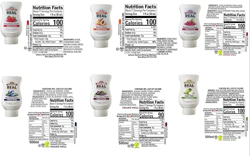 Reàl Infused Exotics Fruit Syrup Variety, 16.9 fl oz, 6 Pack | Strawberry, Raspberry, Peach, Blueberry, Black Cherry