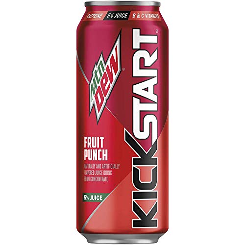 Kickstart Energy Drink Variety - Fruit Punch, Black Cherry, Orange Citrus, Pineapple Orange Mango 16 Fl Oz (Pack of 16)