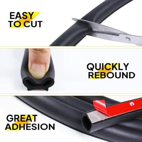 D-Shape Heavy Duty Weather Stripping 1/2"×7/16" Rubber Seal Weatherstrip Hollow with Bulb Door Gasket Strip(Self-Adhesive) for Automotive Truck RV