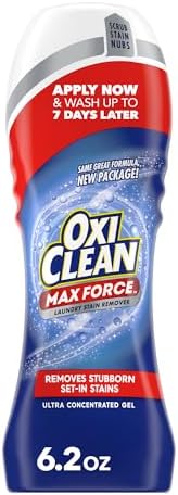 OxiClean Max Force Laundry Stain Remover Gel Stick, 6.2 fl oz | Laundry Pretreat, Dried-In Stain treatment, Food & Grease Stain Removal, Color Safe, Chlorine Free