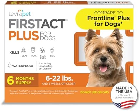 FirstAct Plus Flea Treatment for Dogs, Small Dogs 6-22 lbs, 3 Doses, Same Active Ingredients as Frontline Plus Flea and Tick Prevention for Dogs