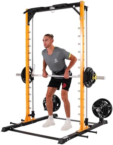 Altas Strength 3035 Half Smith Machine Power Cage with 1000 lb Capacity | Guided lifting station with landmine, pull-up bar, safety catches