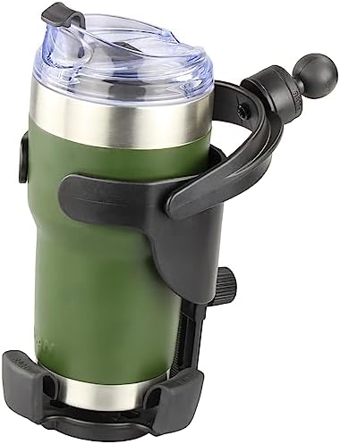 RAM Mounts Level Cup XL Drink Holder with B Size 1" Ball Mount | Self-leveling holder for 12-32 oz bottles and tumblers