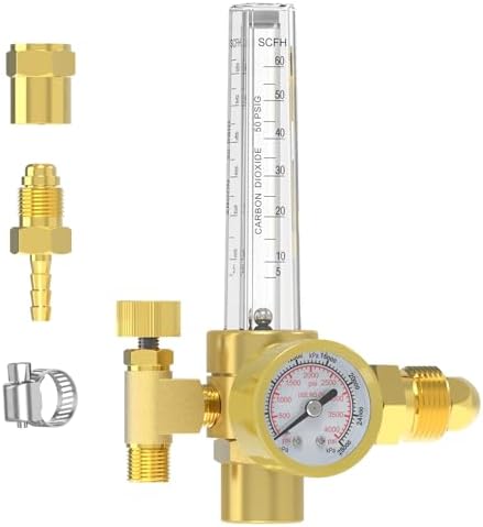 YESWELDER Welding Gas Flowmeter, Leak-Proof Argon CO2 Pressure Gauge with