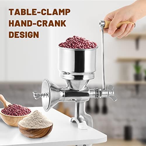 Moongiantgo Hand Grain Mill Manual Coffee Grinder Coarseness Adjustable Stainless Steel Hand Crank Grinding Tool with Table Clamp for Rice Spices