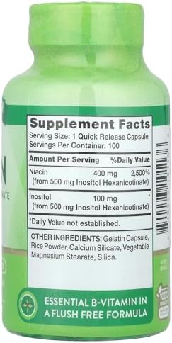 Nature's Truth Flush Free Niacin 500 mg 100 Caps, 100 Count