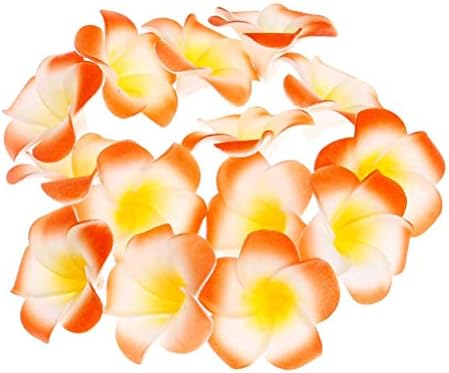 Pursuestar 100Pcs White Foam Hawaiian Frangipani Artificial Plumeria Flower Petals Cap Hair Hat Wreath Floral DIY Home Wedding Decoration 5cm